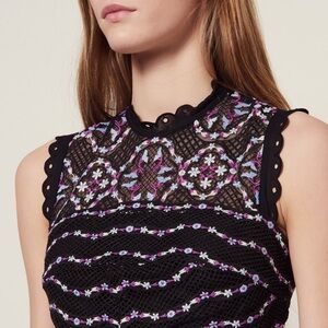 Sandro Inaya Guipure Embroidered Lace Midi dress. In the size 36